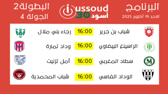 برنامج مباريات الأحد 19 أكتوبر 2025