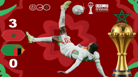 احتفال لاعبي المنتخب المغربي بعد فوز المغرب على زامبيا في كأس إفريقيا 2025