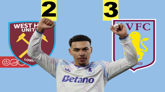 أستون فيلا يهزم وست هام بثنائية رودجرز بالدوري الإنكليزي