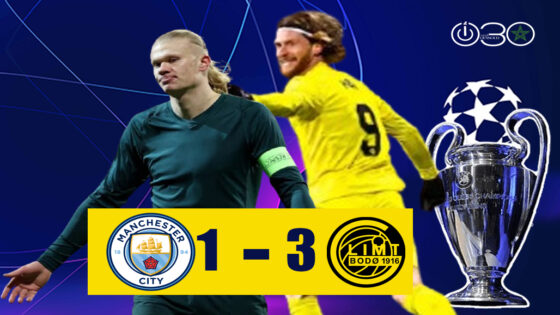 بودو غليمت يفاجئ مانشستر سيتي بثلاثية في دوري أبطال أوروبا