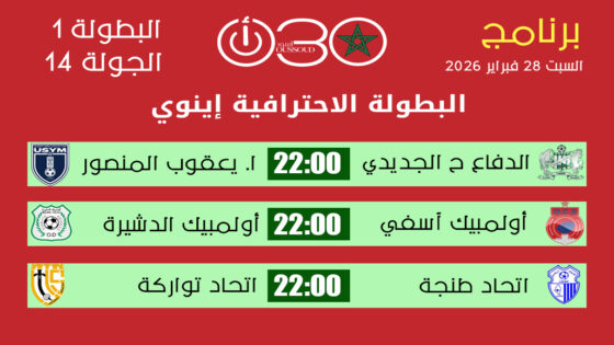 برنامج الجولة 14 من البطولة الاحترافية إنوي 1 .. صدامات السبت ترسم ملامح القمة والقاع