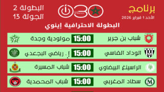 البطولة الاحترافية 2: تحليل قبلي لمباريات الجولة 13 | برنامج الأحد 1 فبراير 2026