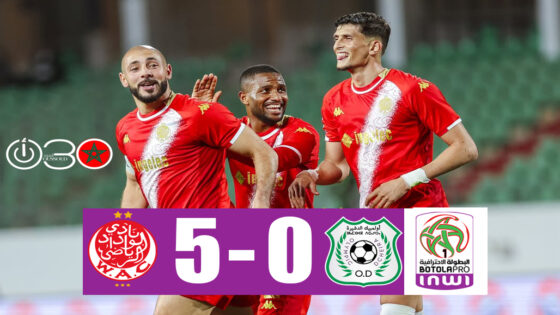 البطولة الاحترافية إنوي 1.. الوداد الرياضي يكتسح أولمبيك الدشيرة بخماسية