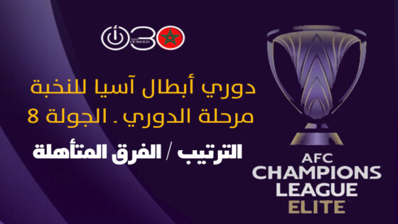 ترتيب دوري أبطال آسيا للنخبة الجولة 8 والفرق المتأهلة إلى ربع النهائي