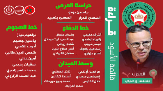 قراءة في لائحة وهبي: بين ضخ دماء جديدة ورسائل تكتيكية قبل وديتي الإكوادور والباراغواي