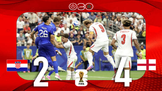 لاعبو منتخب إنجلترا يحتفلون بأحد أهدافهم خلال الفوز على كرواتيا بنتيجة 4-2 في الجولة الأولى من كأس العالم 2026.